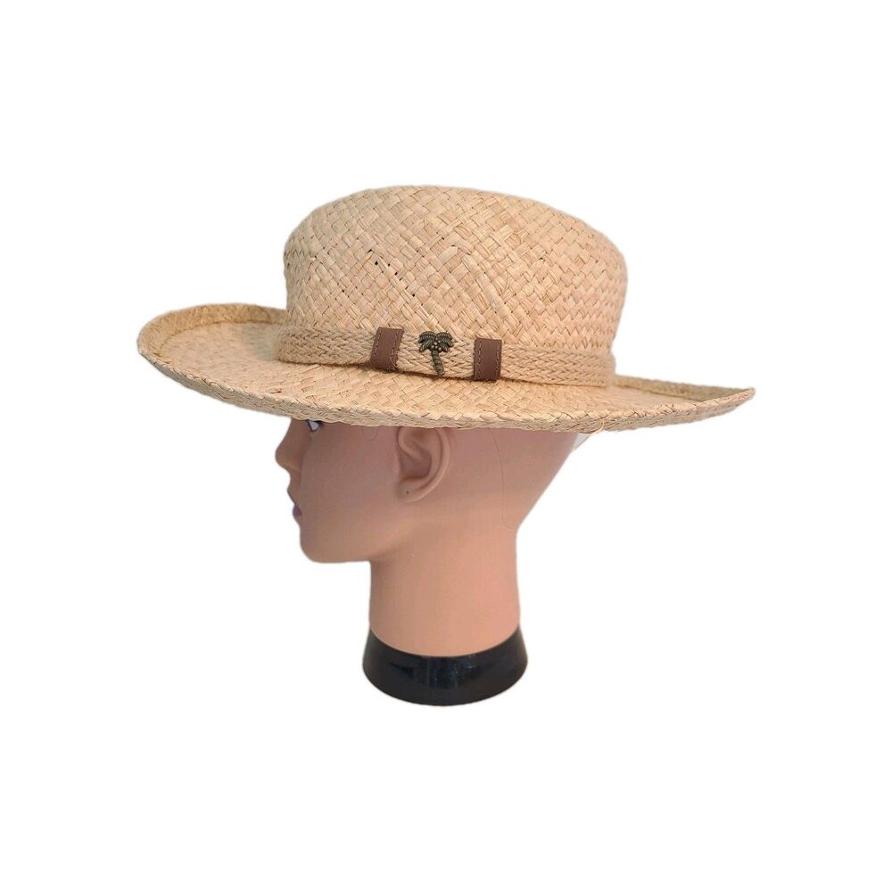 Scala Dorfman Pacific Raffia Straw Hat M Handmade Tropical Panama Sun Beach NWT